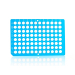 Azenta Life Sciences FrameStar 96 Well PCR Plate Non-Skirted Blue Frame Clear Wells H1 Cut Corner
