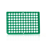Azenta Life Sciences FrameStar 96 Well PCR Plate Non-Skirted Green Frame Clear Wells H1 Cut Corner