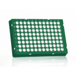Azenta Life Sciences FrameStar 96 Well PCR Plate Skirted Low Profile Green Frame Clear Wells H1 Cut