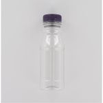 Aurora Scientific 250mL Clear PET (Polyethylene) Bottle  with Purple HDPE Cap