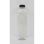 Aurora Scientific 1000mL Clear PET (Polyethylene) Bottle  with Black HDPE Cap