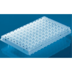 BRAND 96 Well PCR Plate Semi-Skirted Standard Profile Elevated Rim Clear A1 Cut Corner