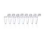 BRAND 0.15mL Low Profile 8-Well PCR Tube Strips with Attached Single Flat Caps Clear