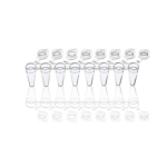 BRAND 0.2mL 8-Well PCR Tube Strips with Attached Single Flat Caps Clear