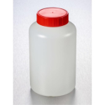 Corning Gosselin Round HDPE Bottle 1 L - 58 mm Red Cap with Wad - Assembled