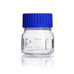 DURAN Baffled Wide Mouth Glass Bottle GLS 80 Supplied with Polypropylene Pouring Ring and GLS 80 Cap