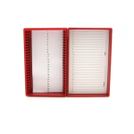 Heathrow Scientific Premium Microscope Slide Box - 25-Place - Foam - Red