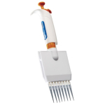 Heathrow Scientific Pearl Adjustable Micro Pipette 8 Channel - 5-50ul - White/Orange