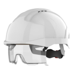 JSP EVO VISTAlens Safety Helmet with Integrated Eyewear - Vented - White Helmet /Clear Lens