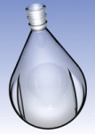 Ace Drying Flask, Pear-Shaped with Side Indents,  Capacity 2000mL, Joint ST/NS 29/32, Glass,  Standa