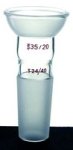 Synthware adapter with top spherical socket joint and lower standard taper inner joint, top Joint: S