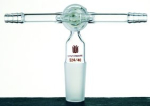 Synthware vacuum/inert gas adapter with T-bore glass stopcock, Joint: ST/NS 14/20