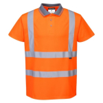 Mens Orange Hi-Vis Short Sleeve Polo Shirt Size XLarge