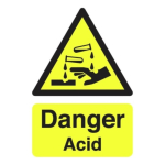 Sign 150x125mm Danger Acid Se..