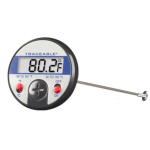 Traceable Jumbo-Display Thermometer with Calibration; +/-1Deg C accuracy; 1 Flat-Surface Probe