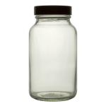 Clear Glass Powder Bottle with Separate Black Cap - 125mL