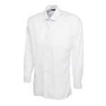 Mens White Long Sleeve Poplin Shirt 65% Polyester 35% Cotton Size 15inch Neck