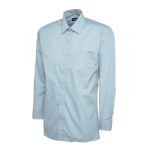 Mens Light Blue Long Sleeve Poplin Shirt 65% Polyester 35% Cotton Size 17inch Neck
