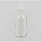Aurora Scientific 300mL Clear Glass (Type 3 - Soda Lime) Bottle  with White Polypropylene Cap  with