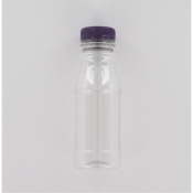 Aurora Scientific 250mL Clear PET (Polyethylene) Bottle  with Purple HDPE Cap