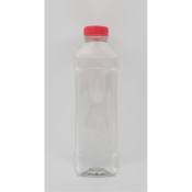 Aurora Scientific 1000mL Clear PET (Polyethylene) Bottle  with Red HDPE Cap