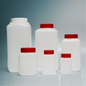 Gosselin Square HDPE 1L Bottle, Graduated, 58mm  Red Cap with Wad, Assembled, Nonsterile