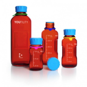 DURAN YOUTILITY Amber 125mL Laboratory Glass  Bottle with Cap Label and Tag
