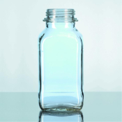 DURAN Square Clear Soda Lime Glass Bottle Wide Mouth 100mL