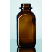 DURAN Square Amber Soda Lime Glass Bottle Wide Mouth 1L