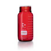 DURAN protect+ Plastic Safety Coated Laboratory Bottle Amber Wide Mouth GLS 80 1L