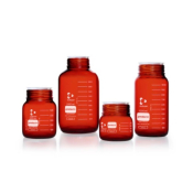 DURAN protect+ Plastic Safety Coated Laboratory Bottle Amber Wide Mouth GLS 80 3.5L