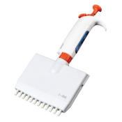 Heathrow Scientific Pearl Adjustable Micro Pipette 12 Channel - 5-50ul - White/Orange