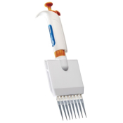 Heathrow Scientific Pearl Adjustable Micro Pipette 8 Channel - 5-50ul - White/Orange