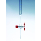 MBL Burette PTFE Key Blue Graduations Class B 50 mL Fitted With Fluted Funnel Top