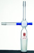 Synthware flushing adapter with PTFE stopcock, Joint: ST/NS 19/22