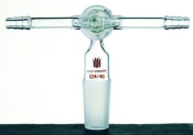 Synthware vacuum/inert gas adapter with T-bore glass stopcock, Joint: ST/NS 14/20