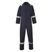 Navy Flame Resistant Anti-Static Coverall Hi-Vis Strips Size XXXLarge Regular