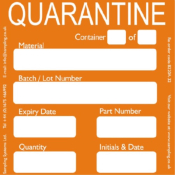Quarantine Quality Control Ultra Adhesive Labels. Roll of 500 - 95 x 95mm