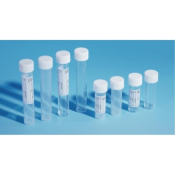10mL tube polystyrene white screw cap printed label aseptic flat bottom 10 x 50