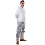 White Non-Woven Coverall with Hood Large