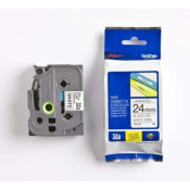 Brother TZe 24mm x 8m Black on White Laminated  Tape