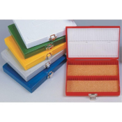 Plastic box for 100 microscope slides (red colour)