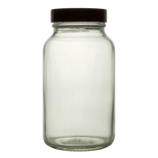 Clear Glass Powder Bottle with Separate Black Cap - 175mL