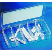 Set of 12 white octagonal stirring bars with ring