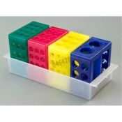 Set of 4 multi-tube racks (red blue white green) on tray