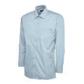 Mens Light Blue Long Sleeve Poplin Shirt 65% Polyester 35% Cotton Size 16inch Neck
