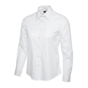 Ladies White Long Sleeve Poplin Shirt 65% Polyester 35% Cotton Size 10