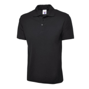Black Unisex Polo Shirt 50% Polyester 50% Cotton Size Medium