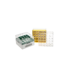 ClearLine 1D Barcoded Polycarbonate Cryogen Box 25 Places 76x76mm for 1.2-2mL Tubes