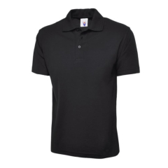 Black Unisex Polo Shirt 50% Polyester 50% Cotton